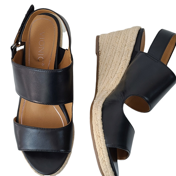 Vionic Shoes - Vionic Tulum Brooke black leather espadrille 7.5  NIB